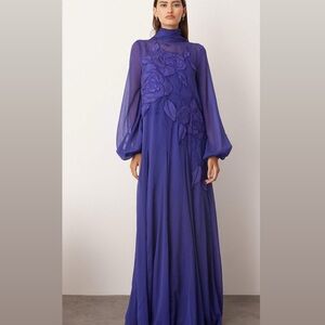 Chic Long Sleeve Purple Dress